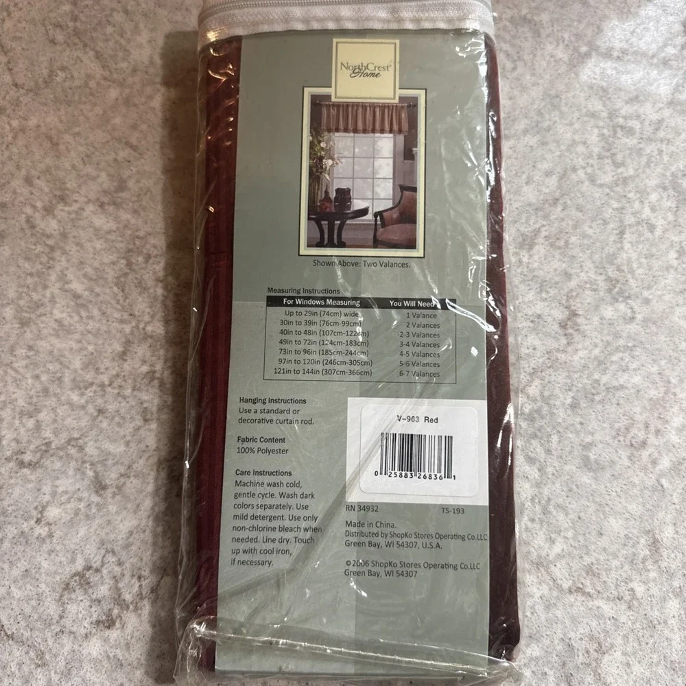 NorthCrest Home Trevor Stripe Burgundy Valance 60X18 NOS